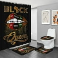 thumbnail image 1 of 4PCS Queen Bathroom Sets with Shower Curtain and Rugs, Black African Shower Curtain Sets with Rug, Bath Mat, Toilet Lid Cover, Shower Curtains with Non-Slip Bath Mat Sets for Bathroom, 1 of 8