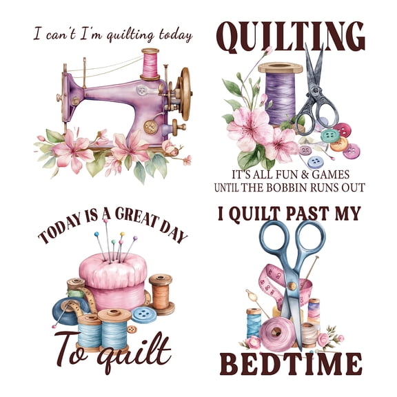 4PCS Quilting Iron on Transfer Paper Sewing Enthusiasts Colorful Heat Transfer Sticker Washable Iron on Decals