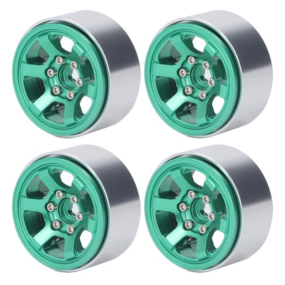 4PCS RC Wheel Hubs Set Aluminium Alloy CNC RC Wheel Rim Hubs for 1.9in Tire Tread Green