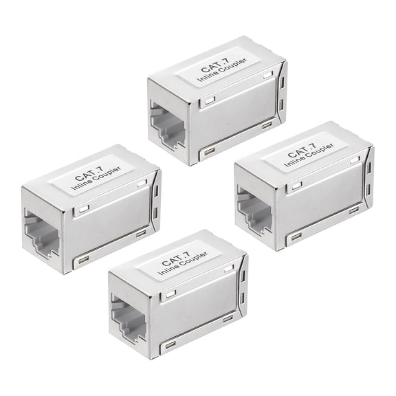 4PCS RJ45 CAT7 Ethernet Coupler, Ethernet Coupler Female to Female in Line Cat7 Cat6 Cat5e Cat5 Extender Cable Adapter, Grey