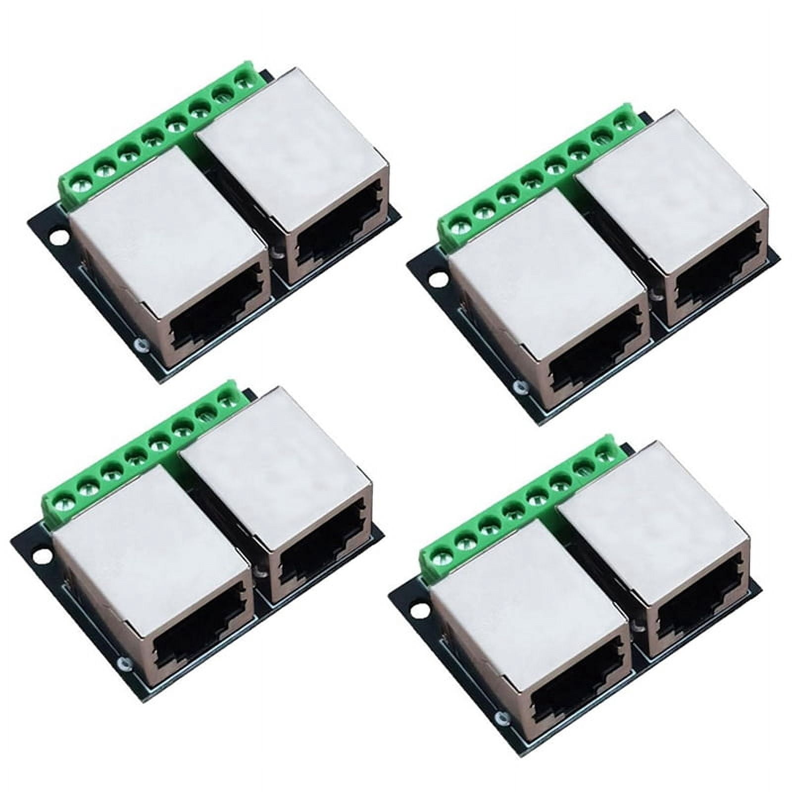 Network Drops 4PCS RJ45 Ethernet Dual Female Terminal Breakout Board,3.5mm Pitch ...