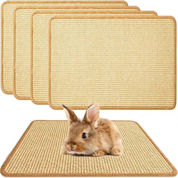 4PCS Rabbit Scratch Mat - Natural Bunny Scratching Pad for Claws & Teeth Care, Cages & Pet Cage Bedding for Biting, Sleeping & Nesting, 24x16