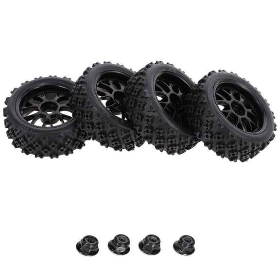4PCS Racing Car 75mm Beadlock Rubber Wheel Tires Wheel Rims Heavy Bearing & Grip Spare Part of Redcat 1:10 R/C Model