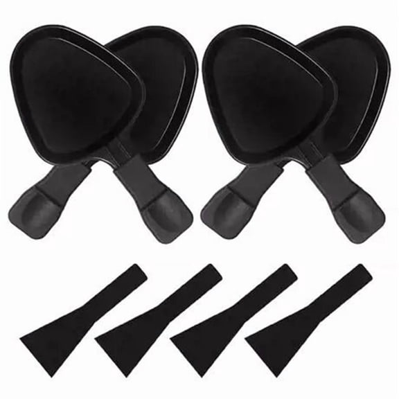4PCS Raclette Pan with Non-Stick Coating with Insulated Handle and 4 Shovel Portable Cooking Tray for Melted Cheese OmeletteC