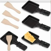 4PCS Raclette Pan with Non-Stick Coating with Insulated Handle and 4 Shovel Portable Cooking Tray for Melted Cheese Omelette D