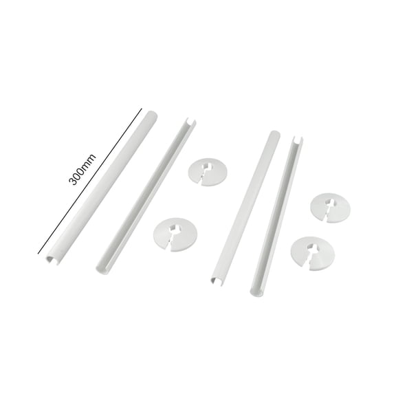 4PCS Radiator Pipe Covers and Pipe Collars 15 x300mm and 15mm Pipe Collars white