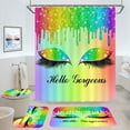 4PCS Rainbow Inspirational Quotes Shower Curtain Set, Colorful