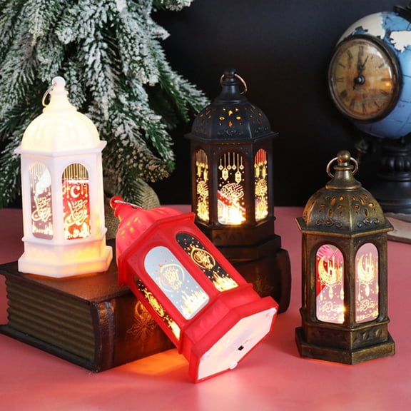 4PCS Ramadan Hanging Lantern Eid Ramadan Islamic Lamp Light Decor Eid Mubarak Ramadan Lamp for Home