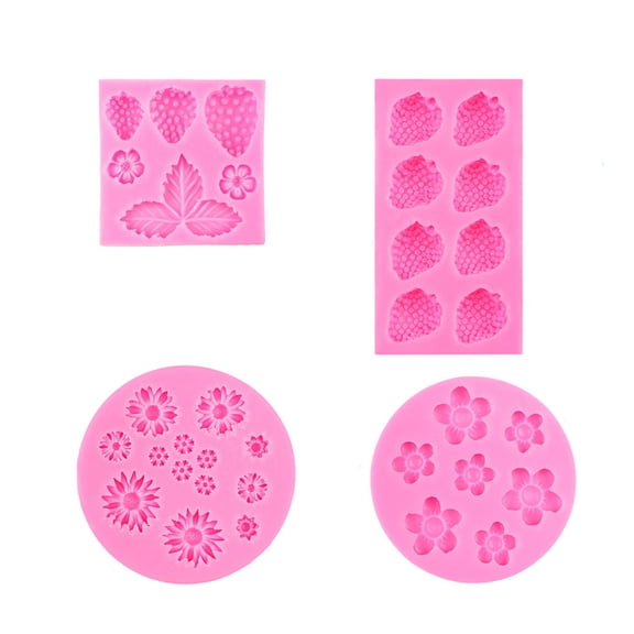4PCS Raspberry Daisy Shaped Silicone Cake Moulds Silicone Cake Mold Chocolate Tart Pudding Mold Bread Mousse Silicone Mold