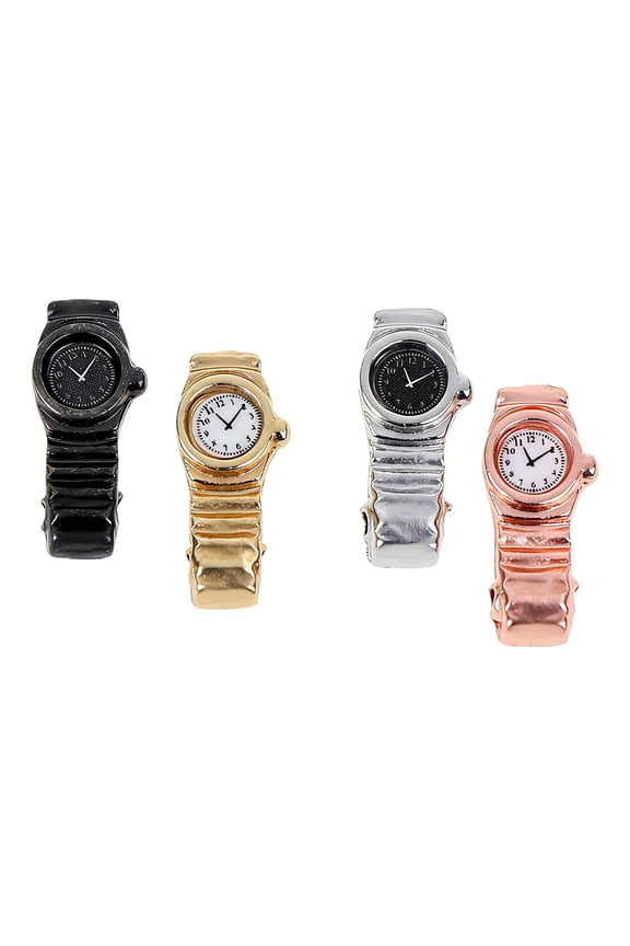 4PCS Realistic Tiny Watches For Miniature Scenes 1:12 Scale Metal Wristwatch Replicas