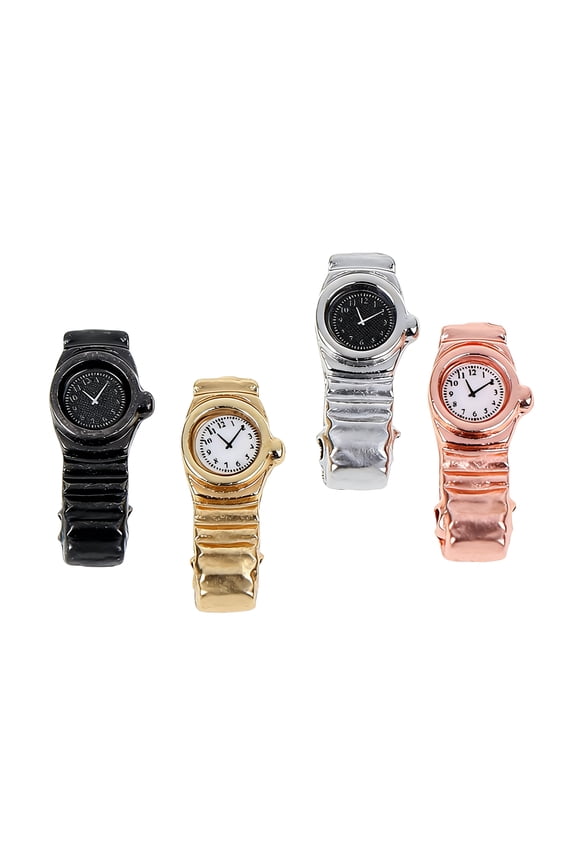 4PCS Realistic Tiny Watches For Miniature Scenes 1:12 Scale Metal Wristwatch Replicas