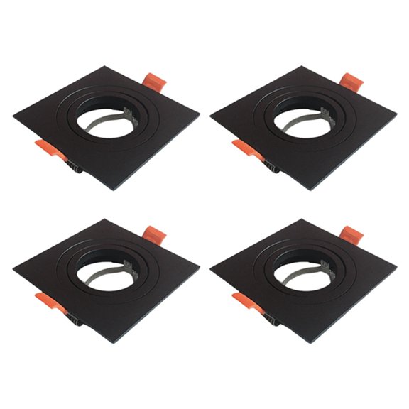 4PCS Recessed Square Ceiling Light Housing Adjustable GU10 MR16 Bulb Holder Frame for Ceiling Spotlights