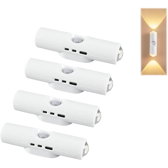 4PCS Rechargeable Smart LED Motion Sensor Ambient Light, Motion Sensor Night Light,Cordless LED Wall Night Lights,Magnetic Mount,500 mAh BatterySuitable for Bedrooms,Stairs,and Wardrobes(RGB 7-Color)