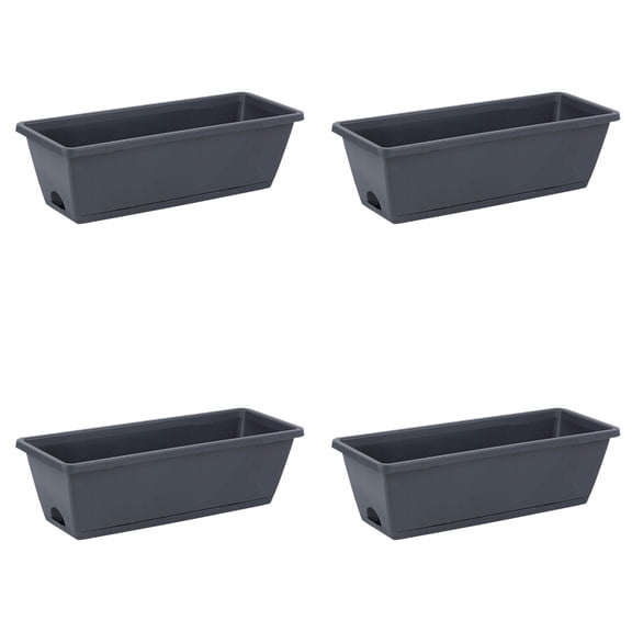 4PCS Window Box Planter with Drainage Holes & Matching Saucers,17 Inch Rectangular Flower Pot for Vegetables Herbs Flower for Indoor Outdoor Garden Decor Patio Balcony Windowsill Deck Railing