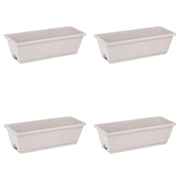 4PCS Window Box Planter with Drainage Holes & Matching Saucers,17 Inch Rectangular Flower Pot for Vegetables Herbs Flower for Indoor Outdoor Garden Decor Patio Balcony Windowsill Deck Railing