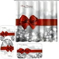 thumbnail image 1 of 4PCS Red Christmas Tree Shower Curtain Sets, Christmas Village Printed Shower Curtain Sets with Rugs, Toilet Lid Cover and Bath Mat for Bathroom Set Decor Christmas Bathroom Decor Theme, 1 of 6