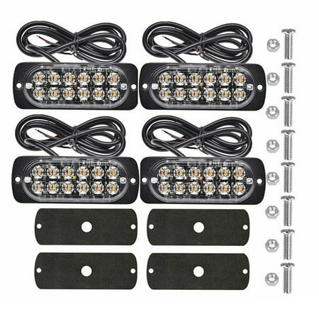 4PCS Red LED Strobe Light Bars - Hazard Beacon Emergency Flashing Side Marker Lights - Warning Signal for Towing Trucks - Flashing Lamp for Safety