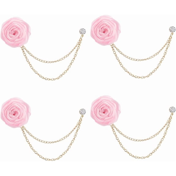 4PCS Red/Pink Rose Flower Brooch Pins Flower Men's Lapel Pins Bridegroom Rose Brooches Men's Satin Lapel Wedding Brooches DIY for Men Suit Wedding Groom Jewelry Gifts DIY