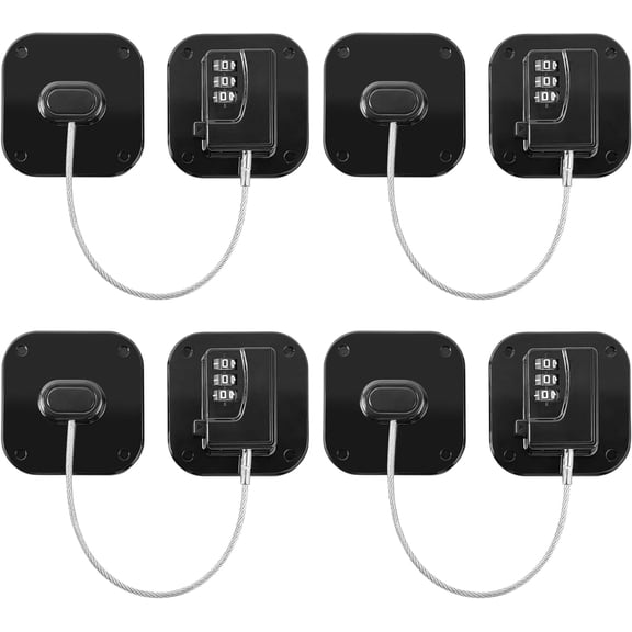 4PCS Refrigerator Lock, Heavy Duty Fridge Lock, Combination Lock for Refrigerator Cabinets, Drawers, Safety, Easy Install No Keys Needed