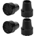 thumbnail image 1 of 4PCS Replacement Cane Tips 1 Inch Plastic Black Attachment Base Grip Durable Universal Sizing Walking and Standing Stick Accessories, 1 of 6