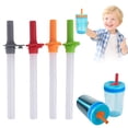 thumbnail image 1 of 4PCS Replacement Straws with Bite Valve Compatible with 15 OZ Cups, Reusable Silicone Straws with Cleaning Brush, Safe Durable Replacement Straw Set for Tumblers & Daily Use, 1 of 5