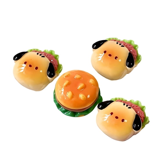 4PCS Resin Keycap Stickers Lovely Puppy Burger Theme Keycap For Customziable Keyboard Accessories
