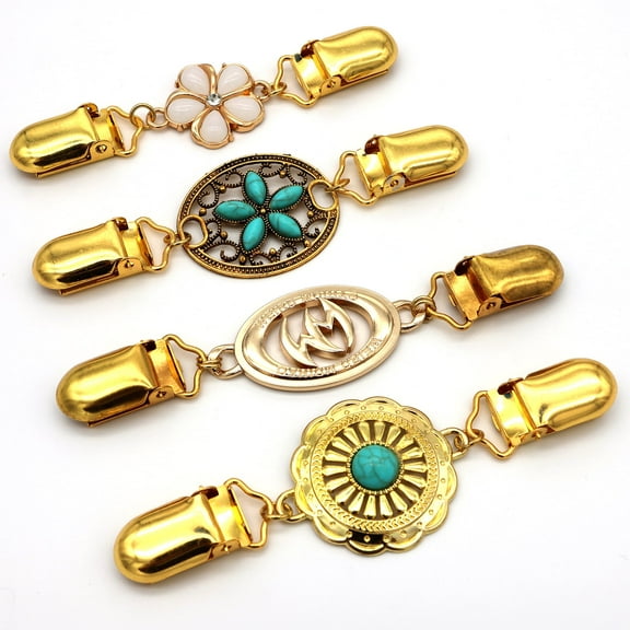 4PCS Retro Sweater Clips for Cardigans, Vintage Cinch Clip for Dresses, Variety of Styles Dress Clip Back of Shirts Cinches Shawl Clips for Different Women Clothing