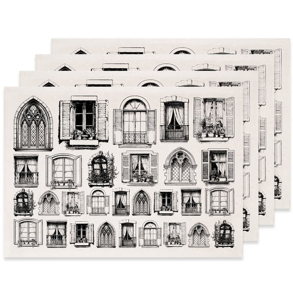 4PCS Retro Window Underglaze Transfers