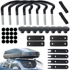 4PCS Roof Box U-Bolt Clamps, Universal Metal Rooftop Cargo Carrier Rack Bolts, 85mm Internal Width Car Van Mounting Fitting Kit, U-Bracket Clips with 8 Lock Nuts