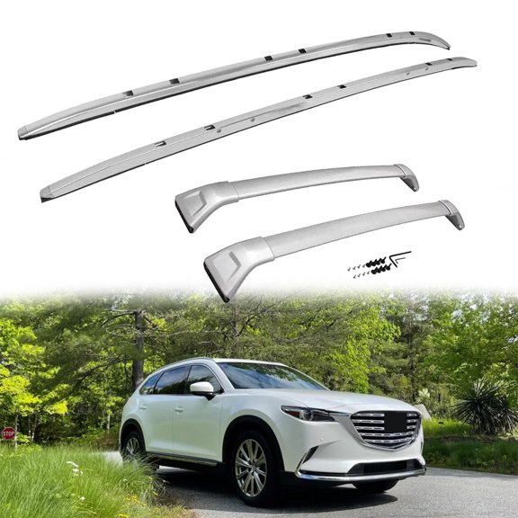 4PCS Roof Rack Cross Bar Fits for Mazda CX-9 CX9 2017 2018 2019 2020 2021 2022 2023 2024 Luggage Racks Roof Rail Racks Side Rail Bar Cargo Carrier (1)