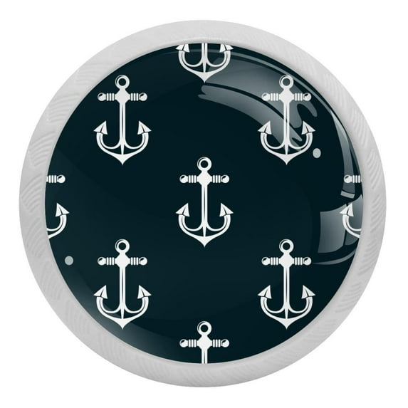 4PCS Round Anchor Cabinet Fluorescence Knob Glowing in the Dark Furniture Drawer Pulls Handle with Screws