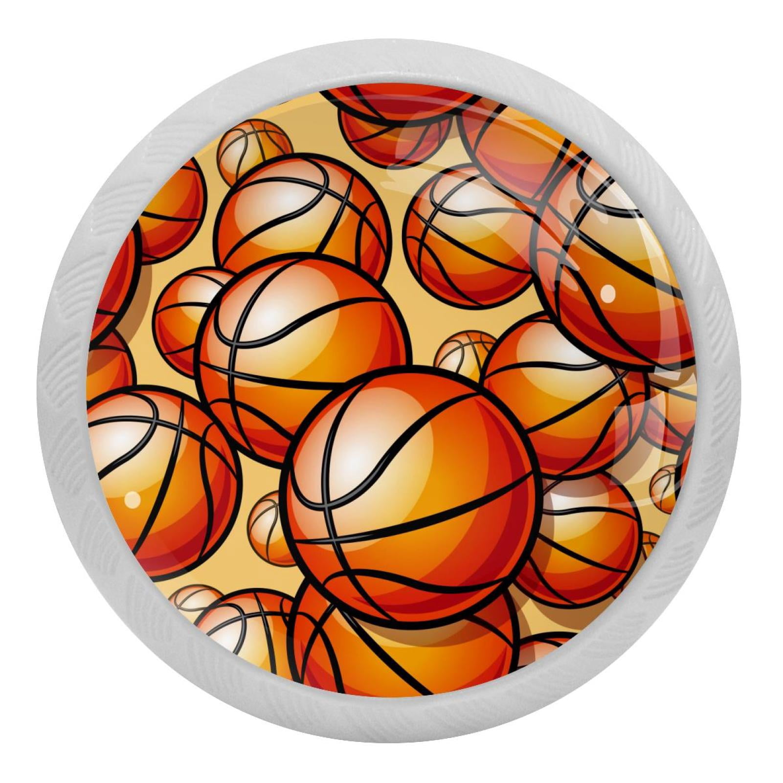 4PCS Round Basketball Orange Cabinet Fluorescence Knob Glowing in the ...