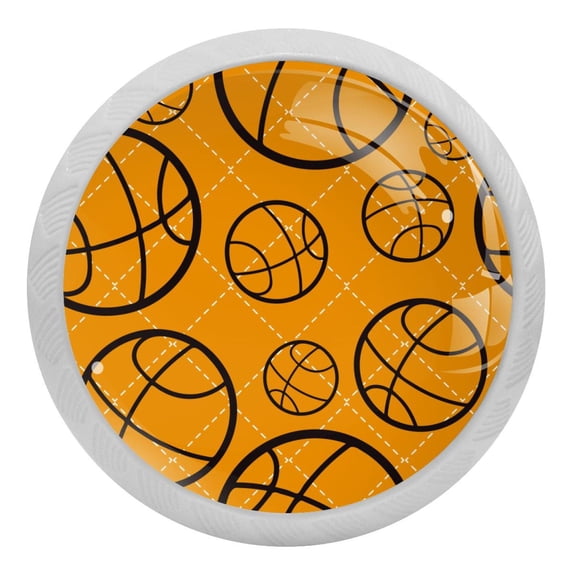 4PCS Round Basketball Sport Cabinet Fluorescence Knob Glowing in the Dark Furniture Drawer Pulls Handle with Screws