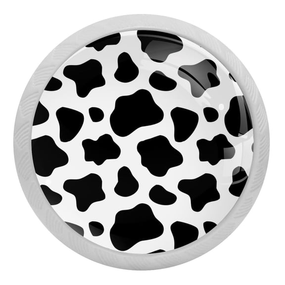 4PCS Round Black and White Doodle Cabinet Fluorescence Knob Glowing in the Dark Furniture Drawer Pulls Handle with Screws