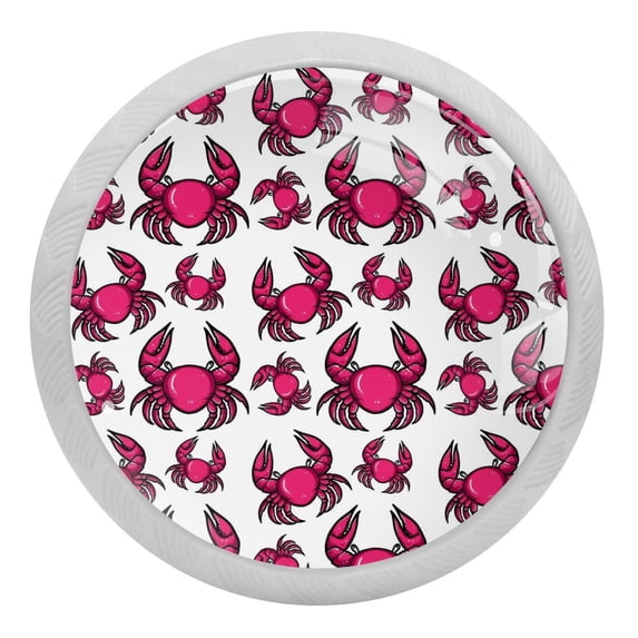 4PCS Round Cartoon Crab Cabinet Fluorescence Knob Glowing in the Dark Furniture Drawer Pulls Handle with Screws