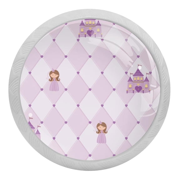 4PCS Round Cartoon Princess Castle Cabinet Fluorescence Knob Glowing in the Dark Furniture Drawer Pulls Handle with Screws