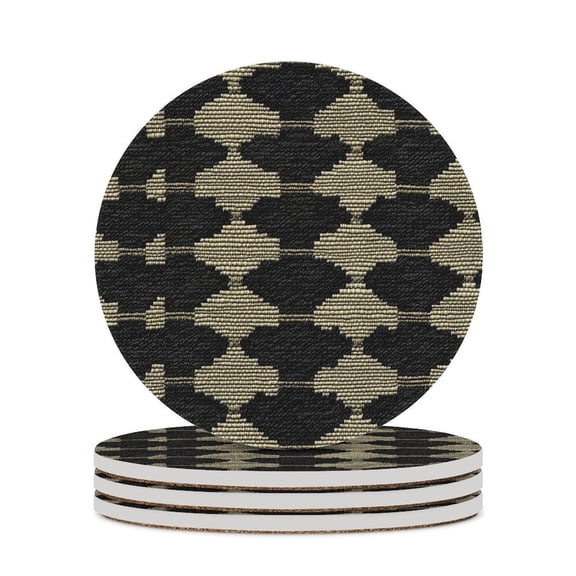 4PCS Round Ceramic Coaster 4.1in Cork Bottom Suitable For Water Mug Coffee Mug White Wine Mug Easy To Clean Prevent Table Wear And Scratch DarkVoilet Houndstooth Checkered_1