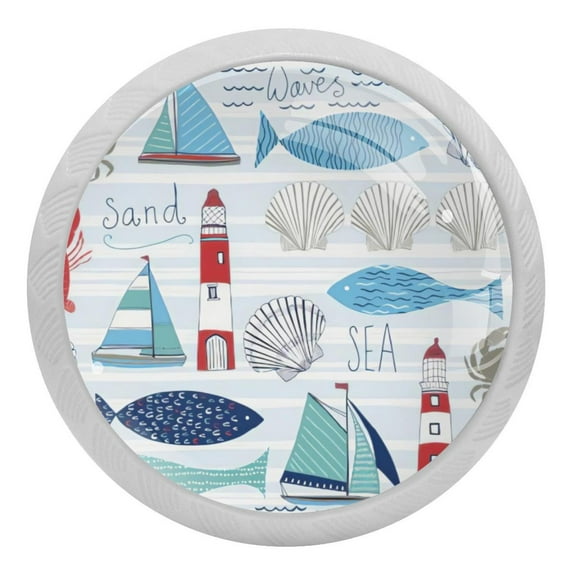 4PCS Round Coastal Cabinet Fluorescence Knob Glowing in the Dark Furniture Drawer Pulls Handle with Screws