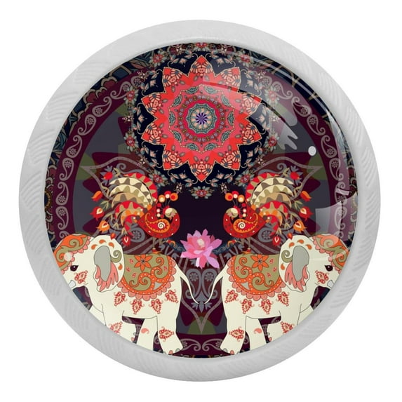4PCS Round Elephant Cabinet Fluorescence Knob Glowing in the Dark Furniture Drawer Pulls Handle with Screws