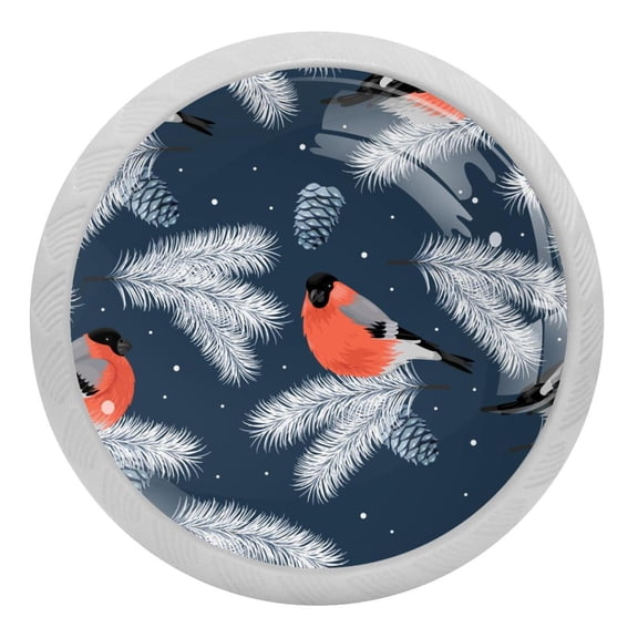 4PCS Round Feather Pinecone Lovebird Cabinet Fluorescence Knob Glowing in the Dark Furniture Drawer Pulls Handle with Screws