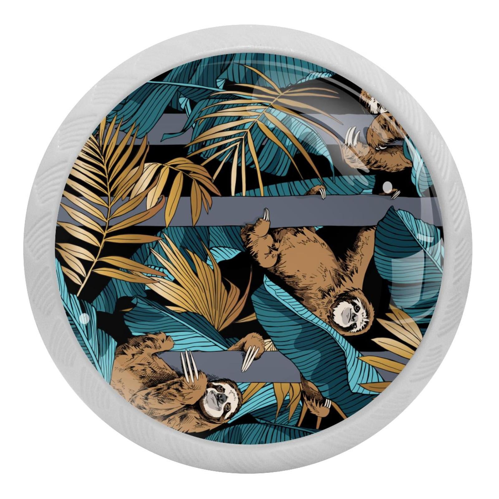 Sloth Handle 4PCS Round Funny Brown Sloth Cabinet Fluorescence Knob Glowing in the ...