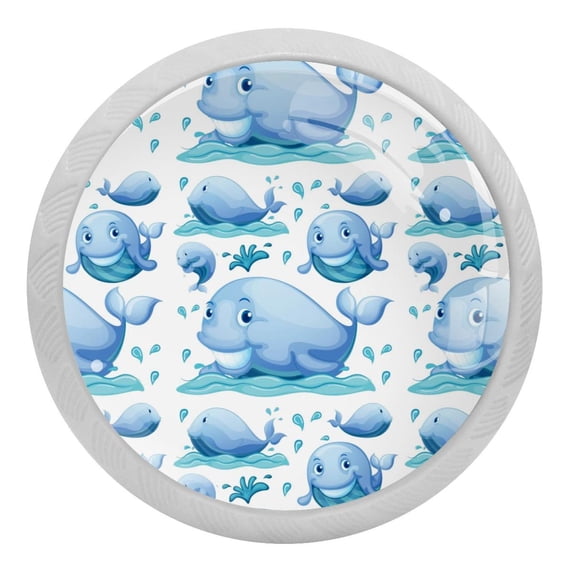 4PCS Round Whale Cabinet Fluorescence Knob Glowing in the Dark Furniture Drawer Pulls Handle with Screws