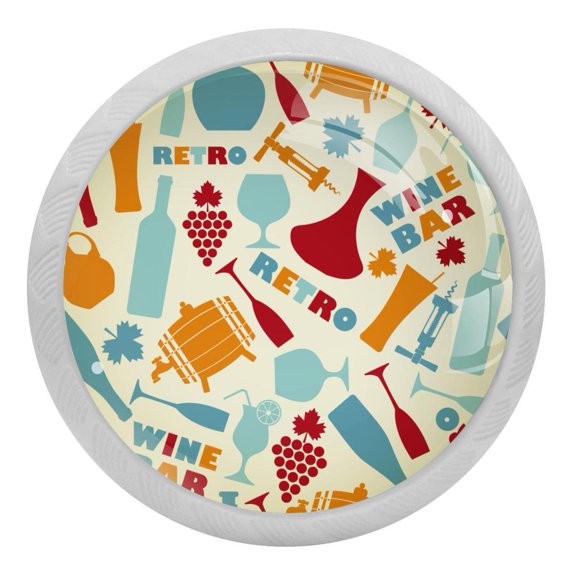 4PCS Round Wine Cabinet Fluorescence Knob Glowing in the Dark Furniture Drawer Pulls Handle with Screws