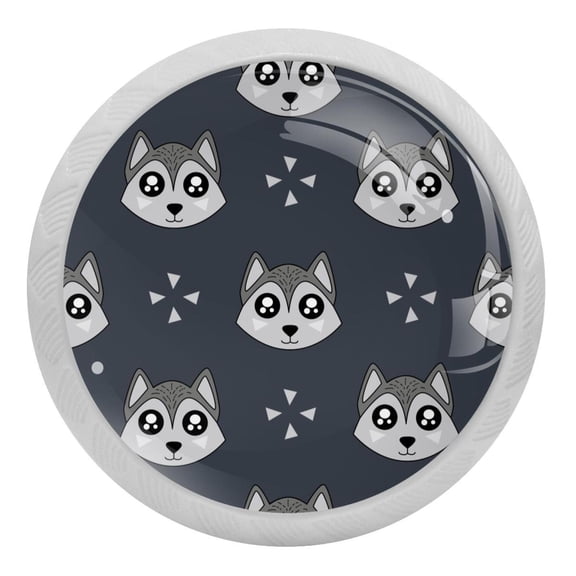 4PCS Round Wolf Cabinet Fluorescence Knob Glowing in the Dark Furniture Drawer Pulls Handle with Screws