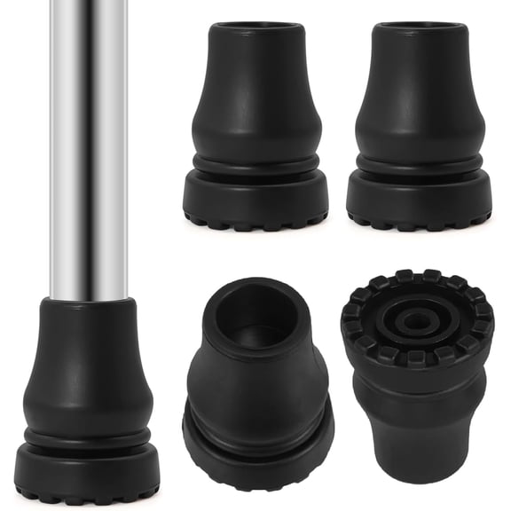 ANCKNE 3/4 inch Rubber Cane Tips, Heavy Duty Replacement, 4 Pack, Black