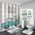 thumbnail image 1 of 4PCS Rustic Farmhouse Shower Curtain Set, Antique Red Truck Car Vintage Farm Pickup Truck Tractor Dog Autumn Fall Barn Cabin Lodge Country Bathroom Decor, Non-Slip Bath Mat Toilet Rug, 1 of 7