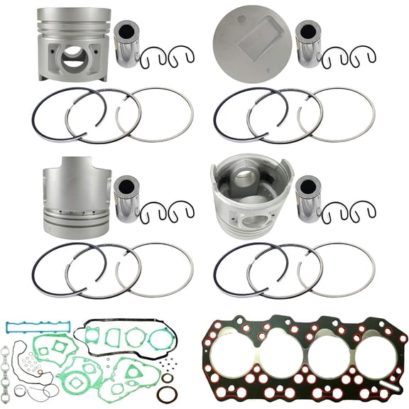 4PCS S4Q2 Piston + Piston Rings STD With Full Gasket Kit For Mitsubishi S4Q S4Q2 S4Q2-T Engine For TEREX HR18 TC51 TC65 Excavator For Clark Forklift Y1625D For Montana 4320 4320C
