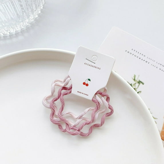 4PCS/SET Fashion High Elastic Wavy Hair Rope Rubber Band Hair Holder Accessories