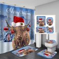 thumbnail image 1 of 4PCS/SET Highland Cow Shower Curtain set, Black and White Funny Farm Animal Vintage Lone Star Texas State Flag Western Country Farmhouse Bathroom Decor Non-slip Bath Rugs, Cattle with Bow Tie, 1 of 8