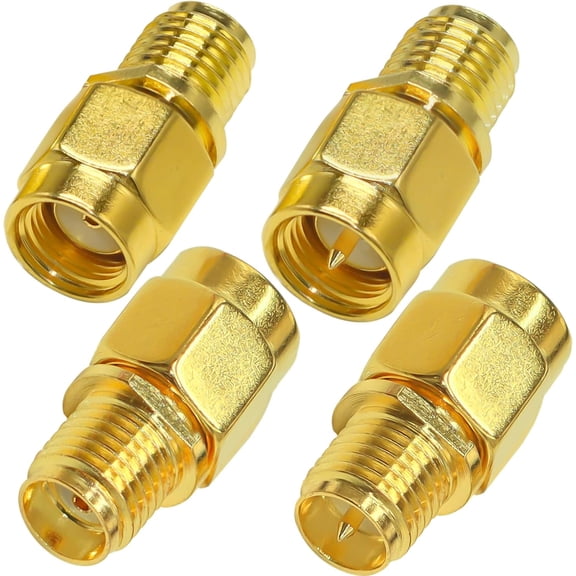 4PCS SMA Coax Connector Cable Gender Changers,Male/Female to RP-SMA Male/Female Coax Adapter Low Loss Coaxial Connector for Radio Antenna, Audio